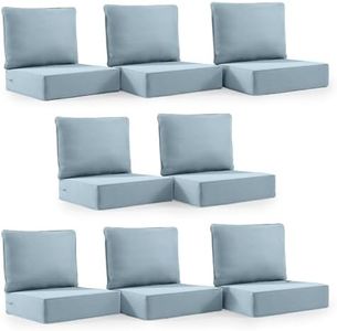 Outdoor Cushion Set for Furniture patio furniture,UV Resistant,Waterproof outdoor cushion set - 6 Inch thick foam garden cushions– 24x24 Inch Patio Seat Covers for Chair/Sofa/Couch | Baby blue 8-pack