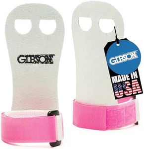 Gibson Rainbow Gymnastic Grips, 3 SIZES, Medium, Large, X-Large, 3 COLORS, Pink, Blue, Black, MADE IN USA, Beginner Gymnastic Hand Grips, UNISEX, Fit For Kids AND Adults, Long Lasting Leather