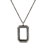 Paialco Jewelry DIY Rectangle Glass Floating Living Memory Charms Locket Pendant Necklace, 25 Inches Chain-Black