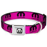 Buckle-Down Dog Collar Seatbelt Buckle Mopar Logo Repeat Hot Pink Black 15 to 26 Inches 1.0 Inch Wide, Multicolor, DC-WMP013-L