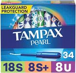 Tampax Pearl Tampons Trio Pack, Super/Super Plus/Ultra Absorbency with BPA-Free Plastic Applicator and LeakGuard Braid, Unscented, 34 Count x 3 Packs (102 Count Total)