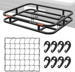 ARKSEN 32 x 26 Inch Bumper Mounted Cargo Rack Carrier with Nylon Net 350 Lbs Heavy Duty Capacity Luggage Basket Hitch Fold Up for RV, Camping, Traveling