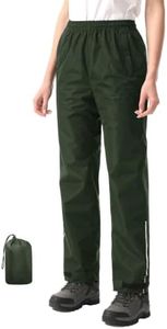 iCreek Women's Rain Pants Packable Waterproof Lightweight Rain Over Pants (Army Green, XX-Large/29 Inseam)