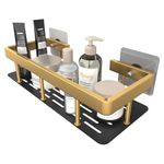 SRUNISH Bathroom Shelf for Wall, Gold Aluminum Bathroom Organiser, Wall Mounted Bathroom Shelves, Large Capacity Adhesive Bathroom Shelf (Pack of 1)