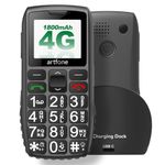 artfone 4G Big Button Mobile Phone for Elderly, Unlocked Senior Mobile Phone -1800mAh Battery, SOS Emergency, USB-C, Extra Loud & HD Voice, Easy to Use - Charging Cradle