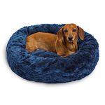 Best Friends by Sheri The Original Calming Donut Cat and Dog Bed in Lux Fur Navy, Small 23x23