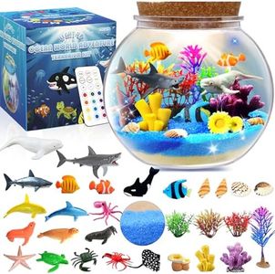 Ocean Light Up Terrarium Kit for Kids - Sea Animal Toys LED Night Light Birthday Gift for Boys & Girls Ages 4 5 6 7 8-12, Kids Arts & Crafts Kit