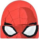 Concept One Marvel Spider-Man Miles Morales Roll Down Cuff Beanie Hat, Knitted Winter Skull Cap, Red, One Size