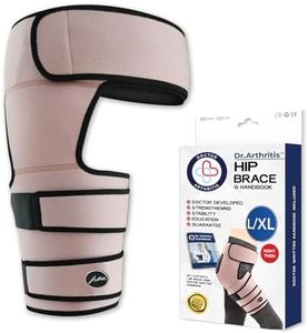 Doctor Developed Strengthening & Stabilizing Hip Brace for Men & Women - Hip Brace for Sciatica Pain Relief - Compression Wrap for Hip Pain - Hip Support Brace - Thigh Supports With Medical Handbook (L/XL - Pink, Right)