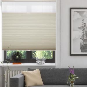 ZSHINE Manual Cordless Day and Night Honeycomb Blinds Full Blackout Fabric Window Cellular Shades for Home, Office, Hotel, Club, Restaurant Custom Made Size (Beige)