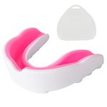 AIBAOBAO Mouth Guard, Adults and Junior Gum Shield with Case, Slim Fit Professional Mouthguard for Football, Boxing, MMA, Rugby, Martial Arts, Judo, Karate, Hockey, Wrestling (White-Pink)