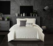 Chic Home 4 Piece Comforter Set Embossed Medallion Scroll Pattern Design Bedding-Decorative Pillows Sham Included, Beige, Twin