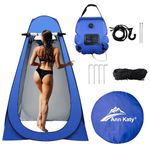 Ann Katy Pop Up Privacy Tent Camping Shower Tent Kit 2 Pcs, 5 Gallon Outdoor Solar Portable Shower Bag Waterproof .Instant Tent Sun Beach Easy Set Up&Foldable for Hiking,Fishing,Beach,Washing