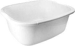 11 Litres Washing Up Bowl Rectangular Plastic Multi-Purpose Basin Mixing Sink Tidy Organizers (White)