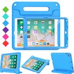 Surom Kids Case with Screen Protector for iPad 9.7 Inch 2018/2017, Shockproof Convertible Handle Stand Case for iPad 9.7 2017/2018 (iPad 5th and 6th Generation),iPad Air 2, Blue