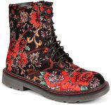 Pavers Women's Casual Ankle Boots with Floral Design and Cushioned Insoles - Comfort Fit Lace-Up Shoes - Durable Ladies Footwear - Size UK 6 / EU 39