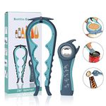 Jar Opener Water Bottle Opener,5 In 1 Multi Function Can Opener-Ergonomic Multifunctional Kitchen Tools Set For Weak Hand, Elderly, Seniors, Arthritis Sufferers 2 Pack