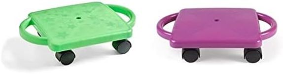 hand2mind Green Indoor Scooter Board with Handles, Gym Scooters & Purple Indoor Scooter Board with Handles, Gym Scooters for Kids, Recess Toys