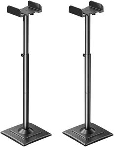 MOUNTUP Universal Speakers Stands Pair 34" to 43.3" Height Adjustable Holds Bookshelf Speakers Satellite Speakers Up to 11LBS Cable Concealing 1 Pair Spring-Loaded Plate Extends to 10" MU9138 Black