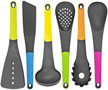 Southern Homewares Plastic Set of 6 Kitchen Utensils - Including Ladle, Spatula, Spoon, Spaghetti Server, and More