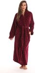 Just Love Velour Kimono Robe Hooded Bath Robes for Women Maxi Length, Burgundy, Medium