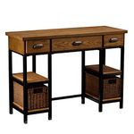 Mirada Writing Desk 42" Wide - Weathered Gray w/ Natural Brown Finish - Broad Workspace