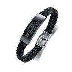 FLHEART To My Brother Gift Bracelet Inspirational Message Engraved Stainless Steel With Braided Leather Bracelet For Mens Never Forget That I Love You Engraved Adjustable