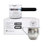 ATREVO Glass Espresso Coffee Replacement Carafe - 4 Cup (200 ml). Fits Most Espresso Machines & Coffee Makers. PerfectPour Technology. PLUS Stainless Steel Creamer (8oz).