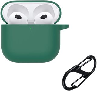 Rojeuinn Funda para Airpods 4 2024,Suave Silicona Carcasa Protectora,Anti-Arañazos Protectora Case función de Mosquetón-Verde