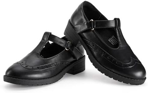 Toddler Girls Dress Shoes Mary Jane Flats Little Big Kid Wedding Party Princess School Uniform Ballet Black White Classic T-Strap Low Heel Hook and Loop Slip-On Soft Sole Closed Toe Unisex-Child 2