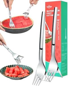 Watermelon Slicer Cutter 2 Pack, 2-in-1 Watermelon Fork Slicer, Summer Watermelon Cutting Artifact, Stainless Steel Fruit Forks Slicer Knife for Family Parties Camping