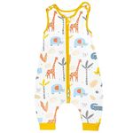 MooMoo Baby Swaddle Sleep Sack with Feet Easy Adjustable Sleeveless Swaddle Wrap Pants Unisex Infant Wearable Sleeping Bag for Boy and Girl (Giraffe, 24M-36M)