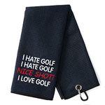 DYJYBMY I Hate Golf Nice Shot I Love Golf Funny Golfing Golf Towel with Carabiner Clip, Golf Gifts for Men Women, Birthday Gifts for Golf Fan, Retirement Gifts