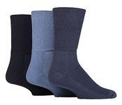 IOMI Footnurse - 3 Pack Unisex Extra Wide Bamboo Diabetic Socks | 4 Sizes | For Swollen Feet & Legs | Smooth Toe Seam | Cushioned Foot (9-11 UK, Denim)