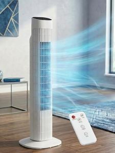 Uthfy 31" Electric Tower Fan That Blow Cold Air, Quiet Cooling Fan with Oscillation 7.5H Timer,Portable Floor Bladeless Standing Fan with Remote, White