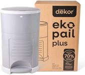 Diaper Dekor EKO Plus Diaper Pail, Gray | ONLY Eco-Friendly Diaper Pail Made with 70% Recycled Materials | Hands-Free: Step–Drop–Done | Cost-Effective Refill System |Great Cloth Diaper Pail