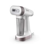Tefal PureForce 2-in-1 Handheld Garment Steamer, Vertical steaming & Horizontal ironing, Boost & Eco modes, 25 second heat up, 180ml removable tank, 4 steam settings, DT8720G0, Pink and White