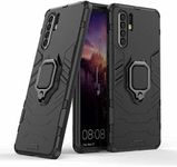 Glaslux Defender Case | Rotating Ring Holder & Kickstand in-Built | Military Grade Armor | Bumper Back Cover for Huawei P30 Pro - Armor Black