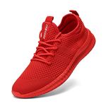 FUJEAK Women Walking Shoes Fashion Sneakers Athletic Casual Road Running Breathable WorkoutGym Tennis Lace Up Comfortable Lightweight Shoes Red