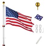 Yescom 30 ft Telescopic Flag Pole Kit Fly 2 Flags 16 Gauge Aluminum Flagpole 3'x5' US Flag & Ball for Yard Outdoor Garden