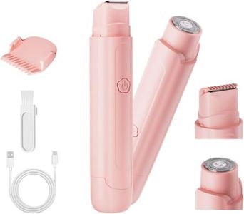 2-in-1 Women’s Bikini Trimmer & Electric Razor – Rechargeable IPX7 Waterproof Body Hair Trimmer & Facial Hair Remover, Cordless Lady Shaver for Bikini Line, Underarms, Legs, Arms, Wet & Dry Use