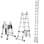 sogesfurniture 16.5ft Aluminum Telescoping Ladder, Extendable Telescoping Ladder, EN131 Telescoping Ladder,Non-Slip Ribbing 330 Pound Capacity, BHCA-KS-JF-UP500D-NEW