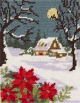 Anchor Tapestry Kit, Winter Cottage, (w/h) 14 x 18cm