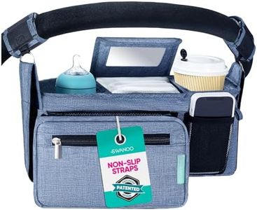 Swanoo Stroller Caddy Stroller Organizer With Cup Holder, Non Slip Straps Stroller Bag for Phone, Pet Stroller Accessories, Universal Fits Uppababby Vista v2 Wonderfold Wagon, Doona and More