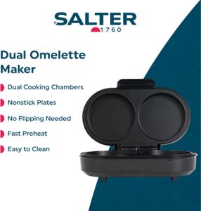 Salter XL Dual Omelette Maker – Non-Stick Deep Fill Double Egg Cooker, 850W