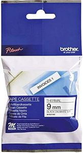 Brother M-K221 Laminated Tape, Black on White, 9mm x 8m