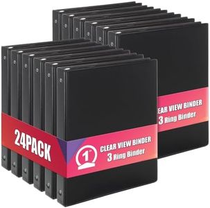 Comix Durable 1 Inch 3 Ring Binder, Round View Binder for Office or School, Fits 175 Sheets of 8.5x11 Paper, PVC-Free & Foldable Spine, Made in North American, 24 Pack (Black)