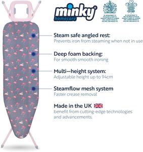 Flamingo Pink Large Ironing Board – Sturdy Laundry Accessory