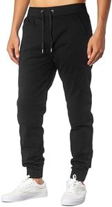 ITALYMORN Black Joggers for Men Casual Elastic Waist Pants with Pockets Cotton Drawstring Joggings Pants 2XL Black
