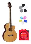 Neowood FLYMG, Acoustic Guitar with Touch Pikup, Bag, Plectrums, finger Protectors & Neowood String Set Glossy Finish (Natural)